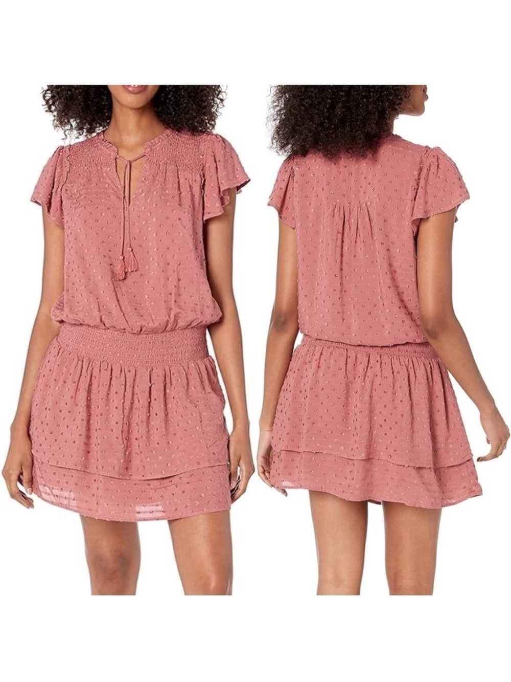 PAIGE Cristina Smocked Mini Dress